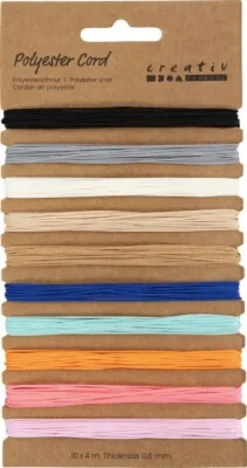 Polyester Snor - 0,6 MM - Forskellige Farver - 10X4M
