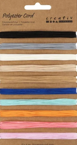 Polyester Snor - 0,6 MM - Forskellige Farver - 10X4M