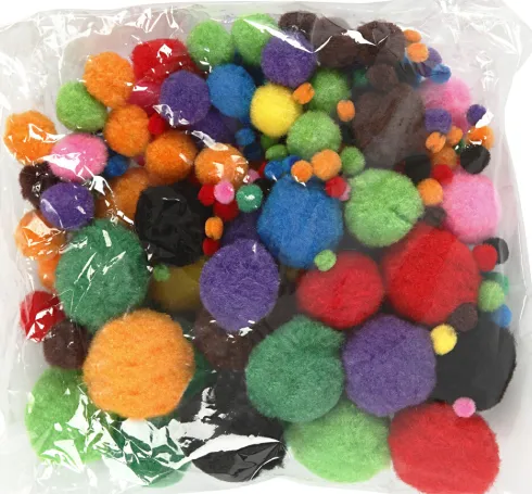 Pomponer - Ø 5-40 MM - Assorterede Farver - 42 G