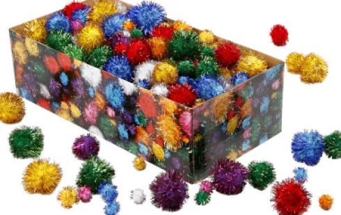 Pomponer - Ø 15-40 MM - Glitter - Stærke Farver - 300 G