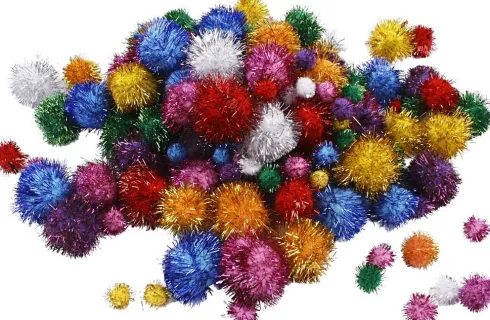 Pomponer - Ø 15-40 MM - Glitter - Stærke Farver - 300 G