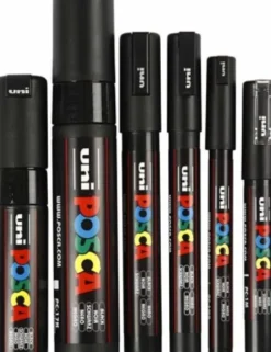 Posca Tusch - Tykkelse 0,7-15 MM - Sort - 6 Stk
