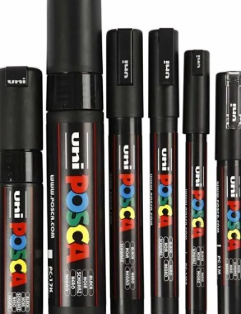 Posca Tusch - Tykkelse 0,7-15 MM - Sort - 6 Stk