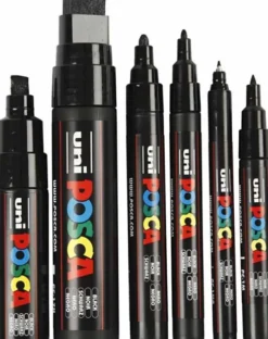 Posca Tusch - Tykkelse 0,7-15 MM - Sort - 6 Stk