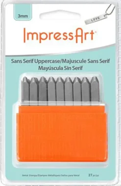 Prægestempler - Store Bogstaver - Str. 3 MM - Skrifttype Sans Serif - 27 Stk