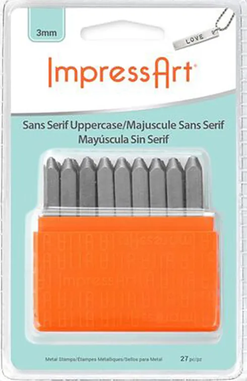 Prægestempler - Store Bogstaver - Str. 3 MM - Skrifttype Sans Serif - 27 Stk