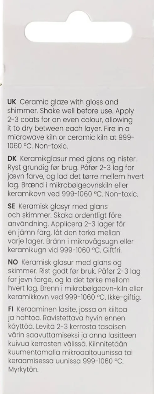 Prikket Keramik Glasur - 999-1060 C - Dækkende - Snow White - 60 ML