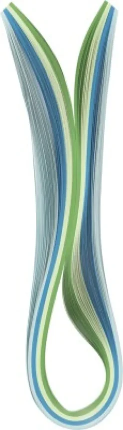 Quillingpapir - L 78 CM - B 5 MM - 120 G - Blå - Grøn - Limegrøn - Turkis - 100 Stk