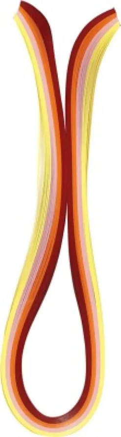Quillingpapir - L 78 CM - B 5 MM - 120 G - Orange - Pink - Rød - Gul - 100 Stk