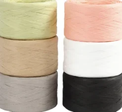 Raffia Papirgarn - B 7-8 MM - Forskellige Farver - 6X100 M