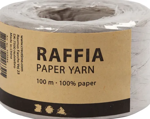 Raffia Papirgarn - B 7-8 MM - Lys Grå - 100 M