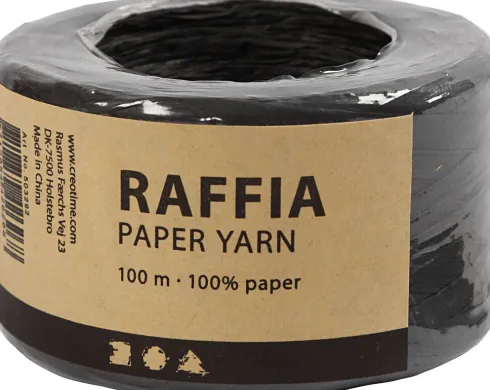 Raffia Papirgarn - B 7-8 MM - Sort - 100 M