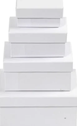 Rektangulære Æsker - H 3,5+4,5+5,5+6,5 CM - Str. 8,5X11,5+11X14 CM - Hvid - 4 Stk