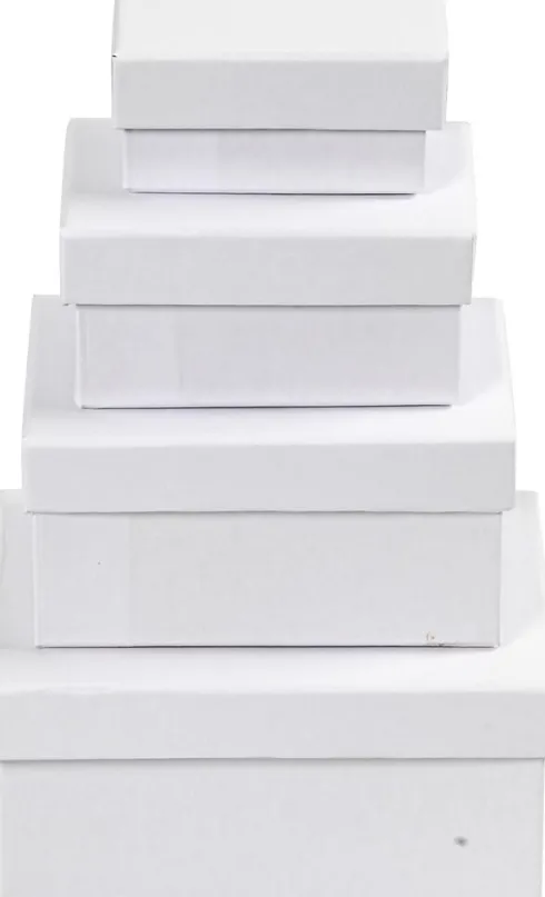 Rektangulære Æsker - H 3,5+4,5+5,5+6,5 CM - Str. 8,5X11,5+11X14 CM - Hvid - 4 Stk