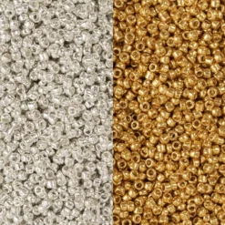 Rocaiperler - Glasperler - Ø 1,7 MM Hul 0,5-0,8 MM - Guld - Sølv - 2X7 G