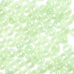 Rocaiperler - Glasperler - Ø 3 MM Hul 0,6-1,0 MM - Soft Grøn - 25 G