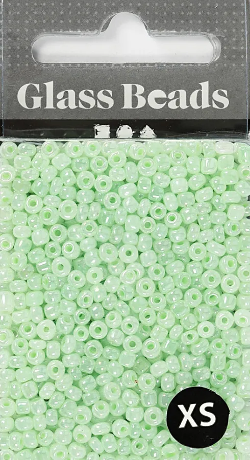 Rocaiperler - Glasperler - Ø 3 MM Hul 0,6-1,0 MM - Soft Grøn - 25 G