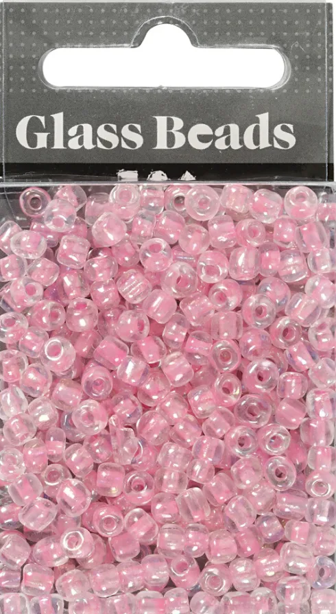 Rocaiperler - Glasperler - Ø 4 MM Hul 0,9-1,2 MM - Rosa Kerne - 25 G