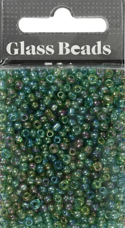 Rocaiperler - Glasperler - Ø 3 MM Hul 0,6-1,0 MM - Grøn Olie - 25 G