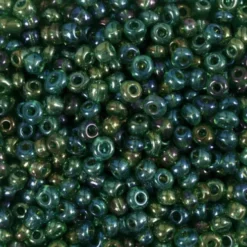 Rocaiperler - Glasperler - Ø 3 MM Hul 0,6-1,0 MM - Grøn Olie - 25 G