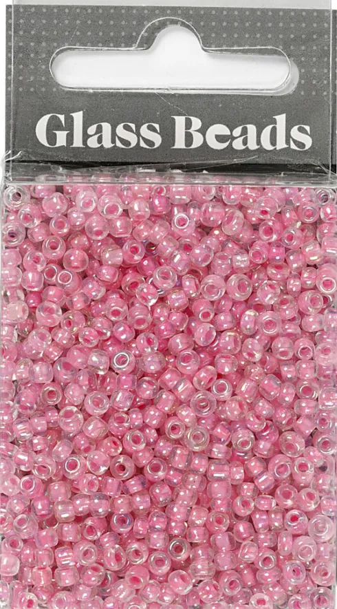 Rocaiperler - Glasperler - Ø 3 MM Hul 0,6-1,0 MM - Pink Kerne - 25 G