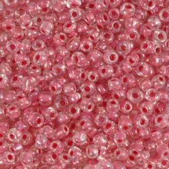 Rocaiperler - Glasperler - Ø 3 MM Hul 0,6-1,0 MM - Pink Kerne - 25 G