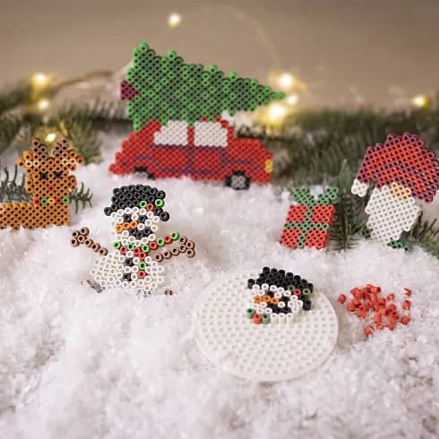 Rør Perler Julepynt DIY Kit - Bil - Rensdyr - Snemand - Nisse - Nabbi Biobeads