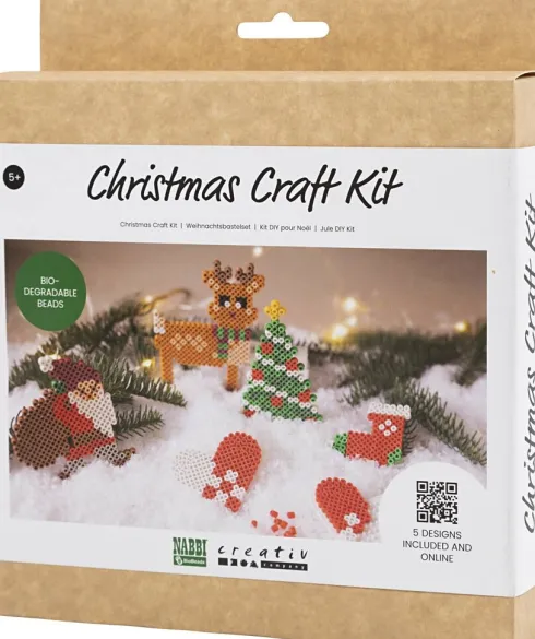 Rør Perler Julepynt DIY Kit - Julesok - Julehjerte - Juletræ Og Rensdyr - Nabbi Biobeads