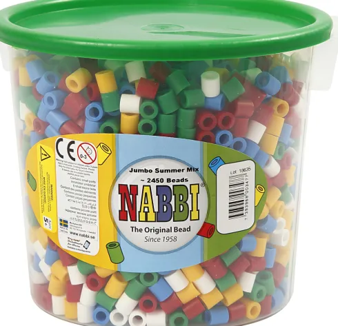 Rør Perler Til Perleplader - Jumbo - Standardfarver - 2450 Stk. - Nabbi