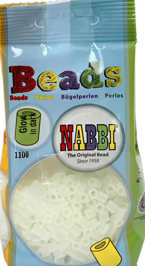 Rør Perler Til Perleplader - Medium - Selvlysende - 1100 Stk. - Nabbi