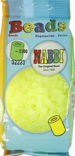 Rør Perler Til Perleplader - Medium - Gul Neon - 1100 Stk. - Nabbi