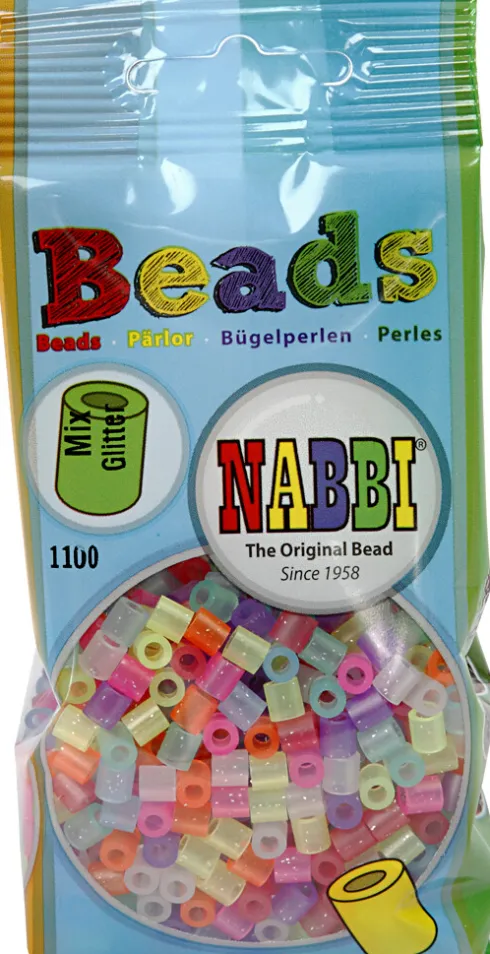 Rør Perler Til Perleplader - Medium - Glitterfarver - 1100 Stk. - Nabbi