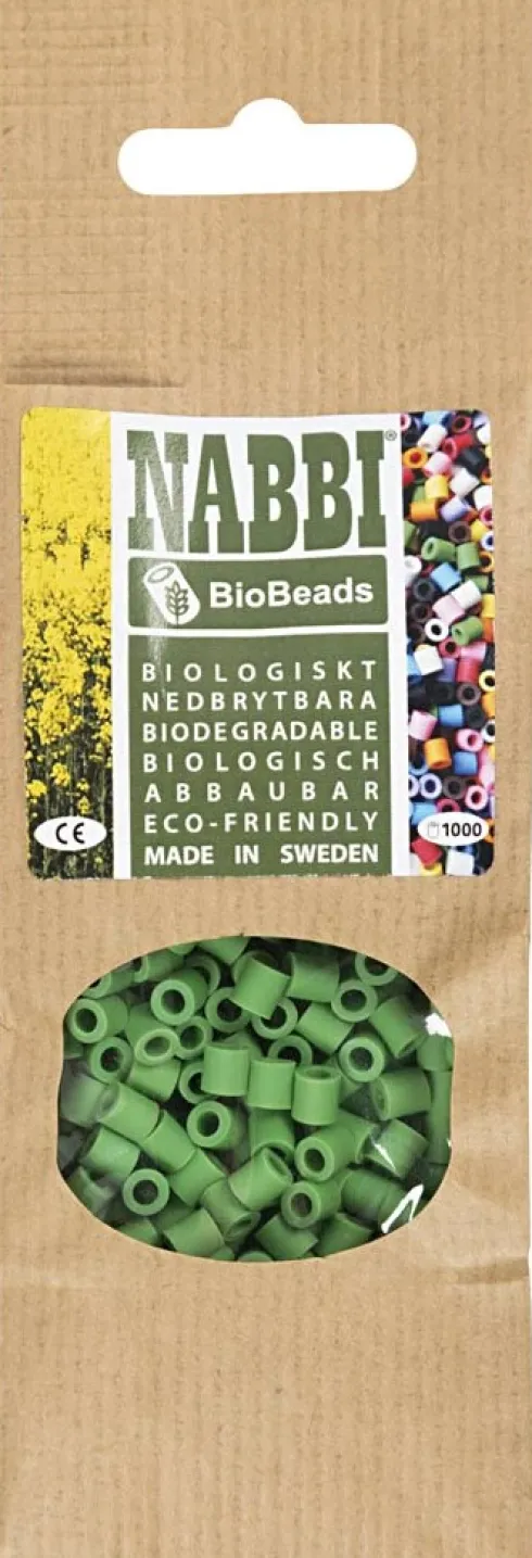 Rør Perler Til Perleplader - Medium - Grøn - 1000 Stk. - Nabbi Biobeads