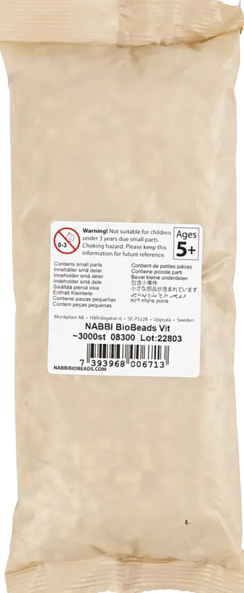 Rør Perler Til Perleplader - Medium - Hvid - 3000 Stk. - Nabbi Biobeads