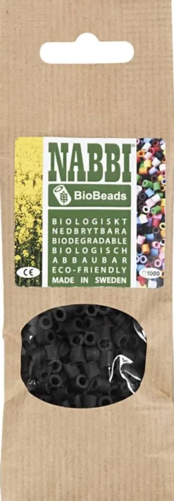 Rør Perler Til Perleplader - Medium - Sort - 1000 Stk. - Nabbi Biobeads