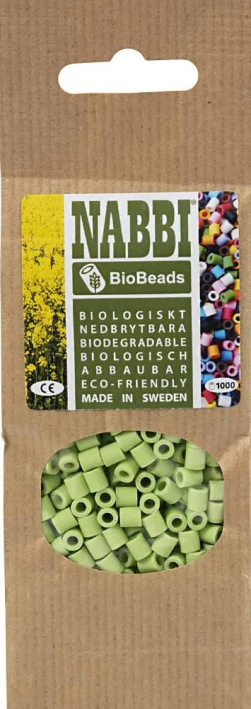 Rør Perler Til Perleplader - Medium - Pastel Grøn - 1000 Stk. - Nabbi Biobeads