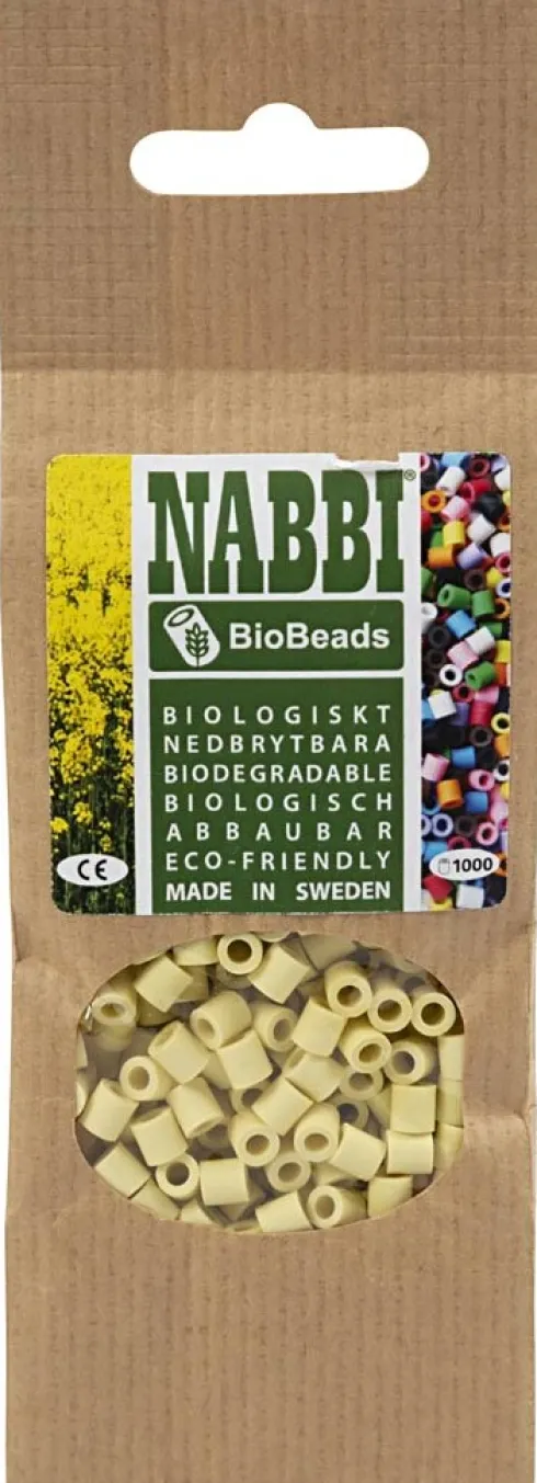 Rør Perler Til Perleplader - Medium - Lys Gul - 1000 Stk. - Nabbi Biobeads