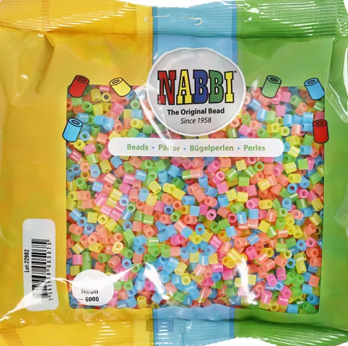 Rør Perler Til Perleplader - Medium - Neonfarver - 6000 Stk. - Nabbi