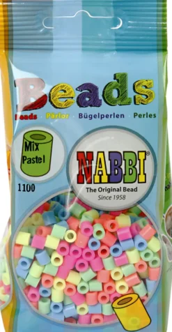 Rør Perler Til Perleplader - Medium - Pastelfarver - 1100 Stk. - Nabbi