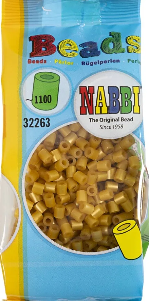 Rør Perler Til Perleplader - Medium - Guld - 1100 Stk. - Nabbi
