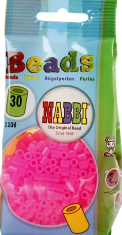 Rør Perler Til Perleplader - Medium - Rosa Neon - 1100 Stk. - Nabbi
