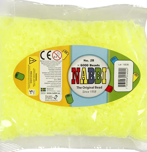 Rør Perler Til Perleplader - Medium - Gul Neon - 6000 Stk. - Nabbi