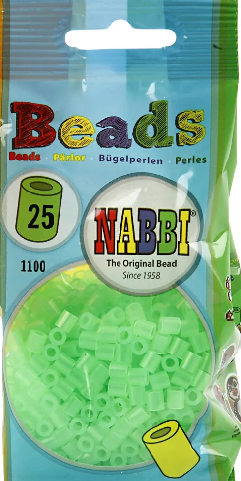 Rør Perler Til Perleplader - Medium - Grøn Neon - 1100 Stk. - Nabbi