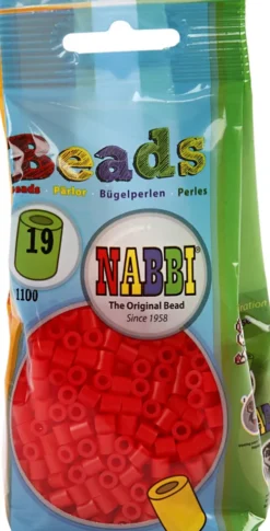 Rør Perler Til Perleplader - Medium - Lys Rød - 1100 Stk - Nabbi