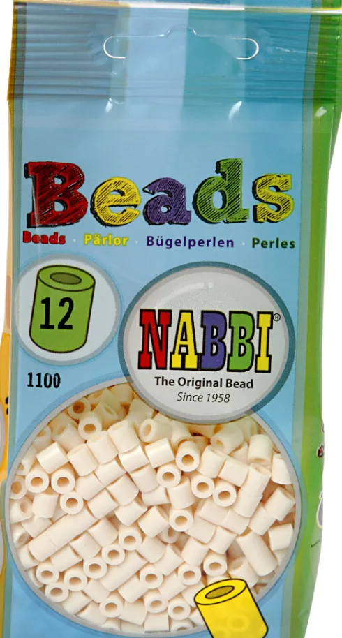 Rør Perler Til Perleplader - Medium - Lys Beige - 1100 Stk. - Nabbi