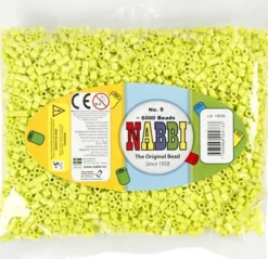 Rør Perler Til Perleplader - Medium - Lime - 6000 Stk. - Nabbi