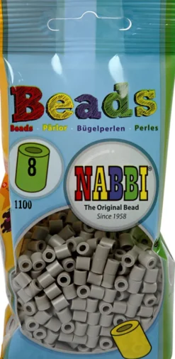 Rør Perler Til Perleplader - Medium - Askegrå - 1100 Stk. - Nabbi