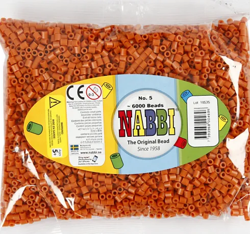 Rør Perler Til Perleplader - Medium - Rødbrun - 6000 Stk. - Nabbi