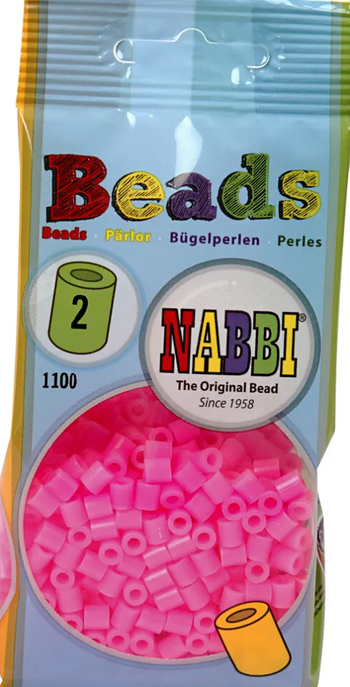 Rør Perler Til Perleplader - Medium - Rosa - 1100 Stk. - Nabbi