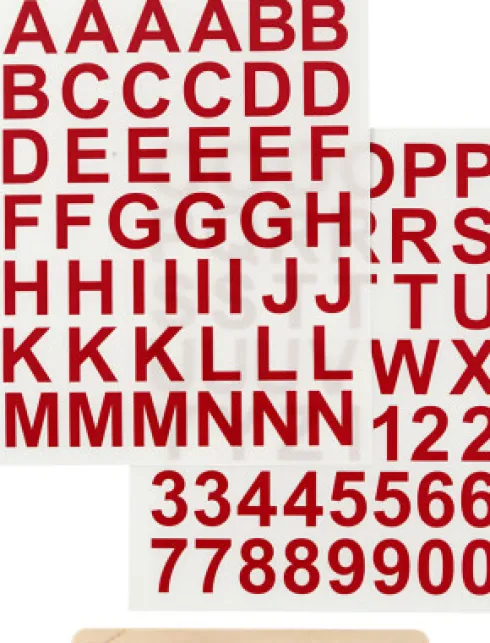 Rub On Stickers - Bogstaver Og Tal - H 17 MM - 12,2X15,3 CM - Rød